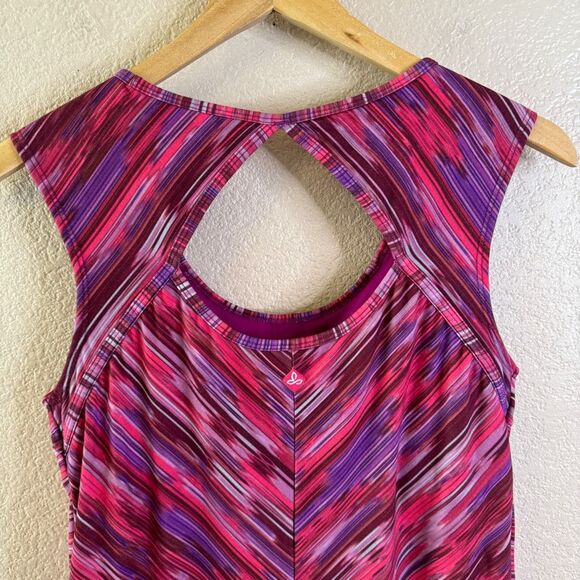 Prana Athletic Sport Tank Dress Womens Small Purple Spacedye Calico Built In Bra - Picture 7 of 11